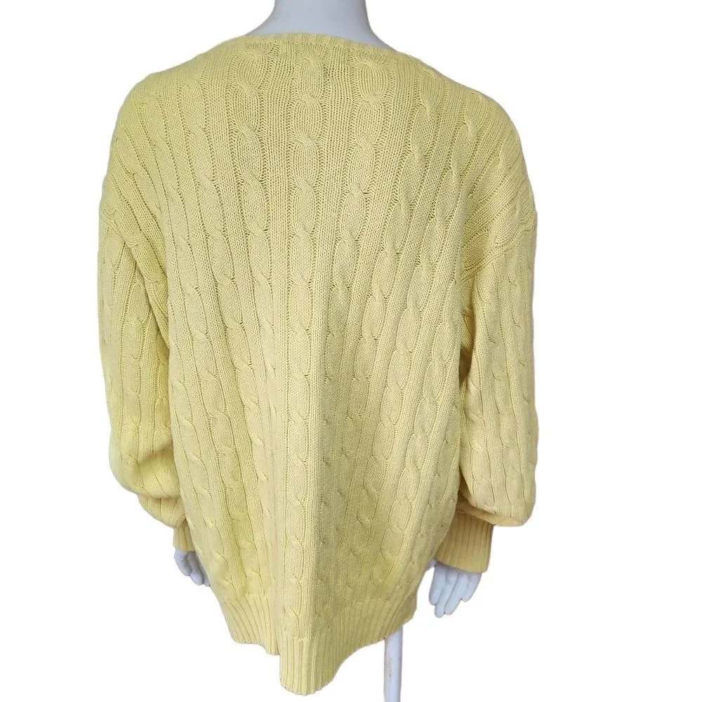 Vintage Polo by Ralph Lauren Yellow Cableknit Sweater (M)
